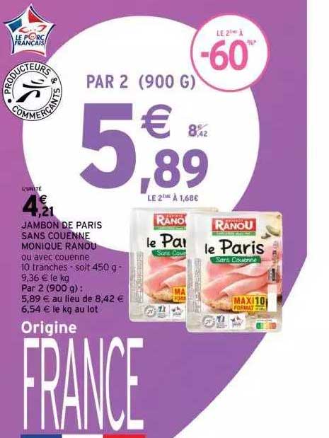 Jambon De Paris Sans Couenne Monique Ranou