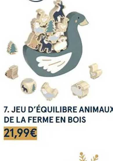 jeu d'équilibre animaux de la ferme en bois