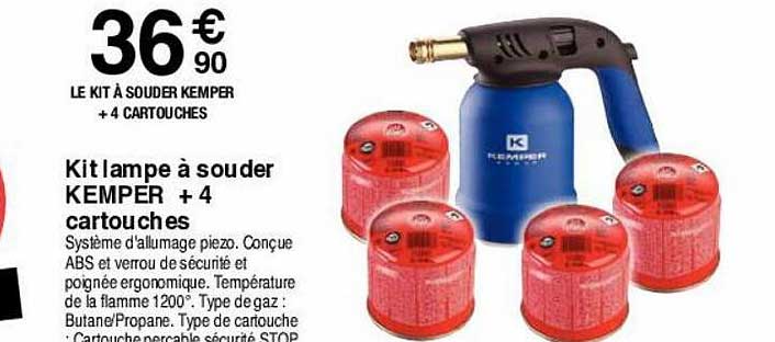 kit lampe à souder kemper + 4 cartouches