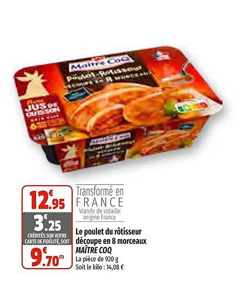 le poulet du rôtisseur découpe en 8 morceaux maître coq