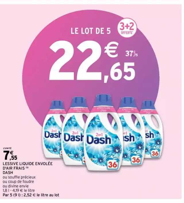 lessive liquide envolée d'air frais dash