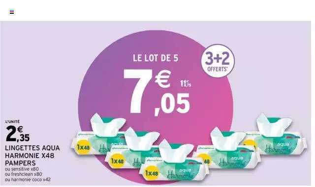 lingettes aqua harmonie x48 pampers