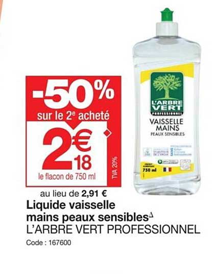 liquide vaisselle mains peaux sensibles l'arbres vert professionnel