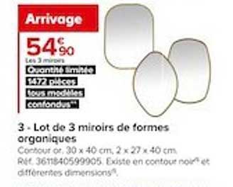 lot de 3 miroirs de formes organiques