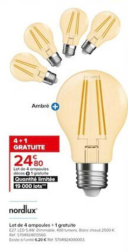 lot de 4 ampoules décos + 1 gratuite nordlux