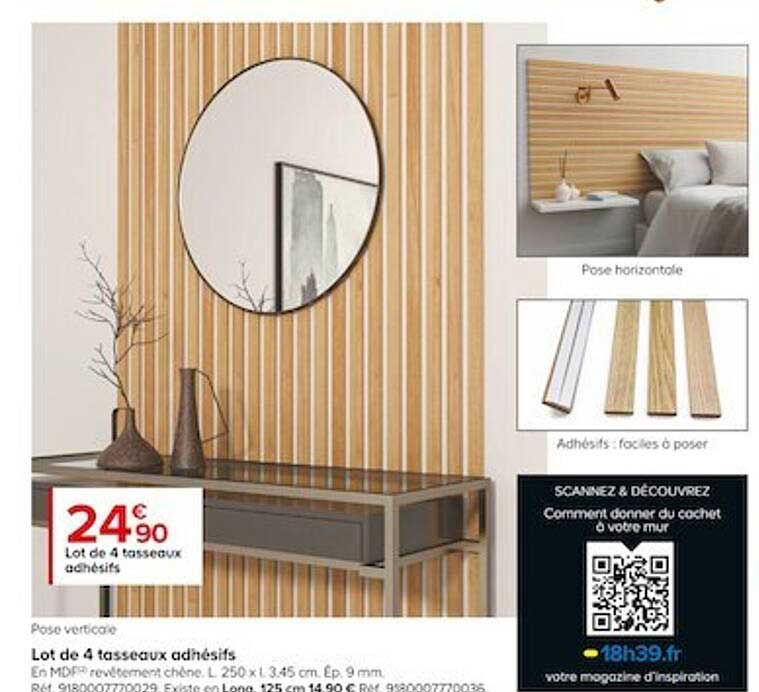 lot de 4 tasseaux adhésifs