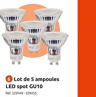 lot de 5 ampoules led spot gu10