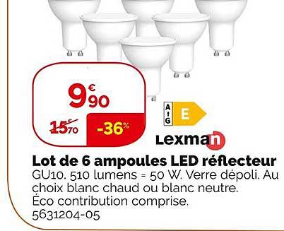 lot de 6 ampoules led réflecteur lexman