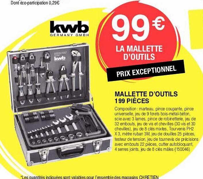 mallette d'outils 199 pièces