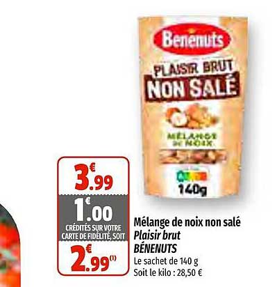 mélange de noix non salé plaisir brut bénenuts