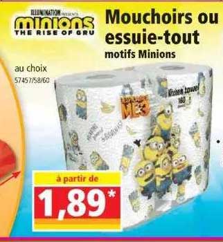mouchoirs ou essuie-tout motifs minions