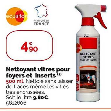 nettoyant vitres pour foyers et inserts équation