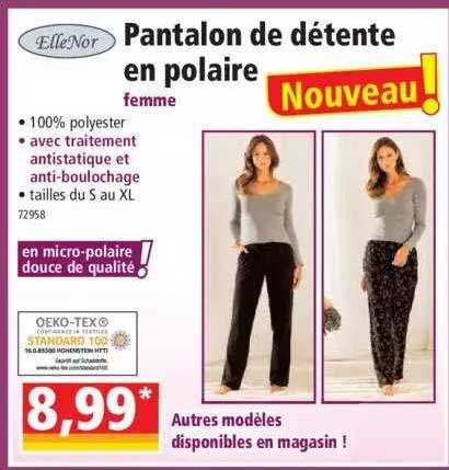 pantalon de détente en polaire femme elleNor