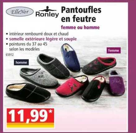 Pantoufles En Feutre Femme Ou Homme ElleNor, Ronley