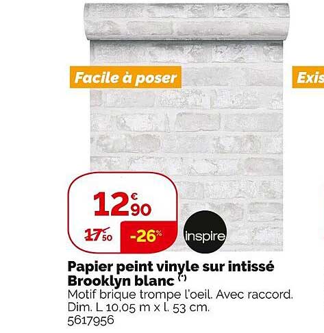 Papier Peint Vinyle Sur Intissé Brooklyn Blanc