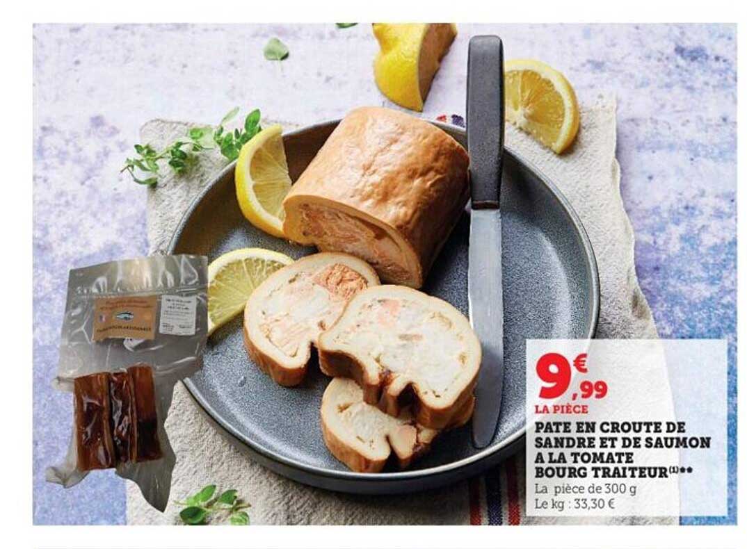 pâte en croûte de sendre et de saumon à la tomate bourg traiteur