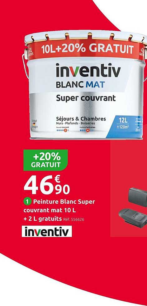 peinture blanc super couvrant mat 10l inventiv