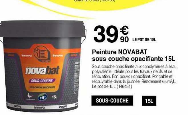 peinture novabat sous couche opacifiante 15l
