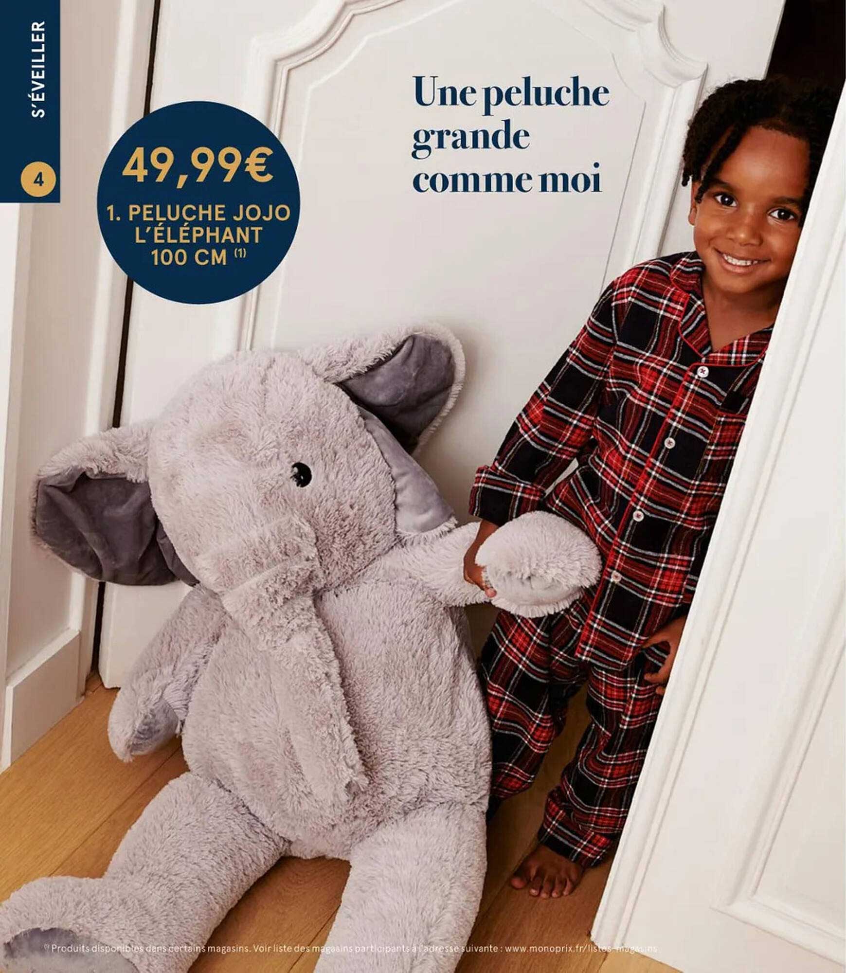 peluche jojo l'éléphant 100 cm