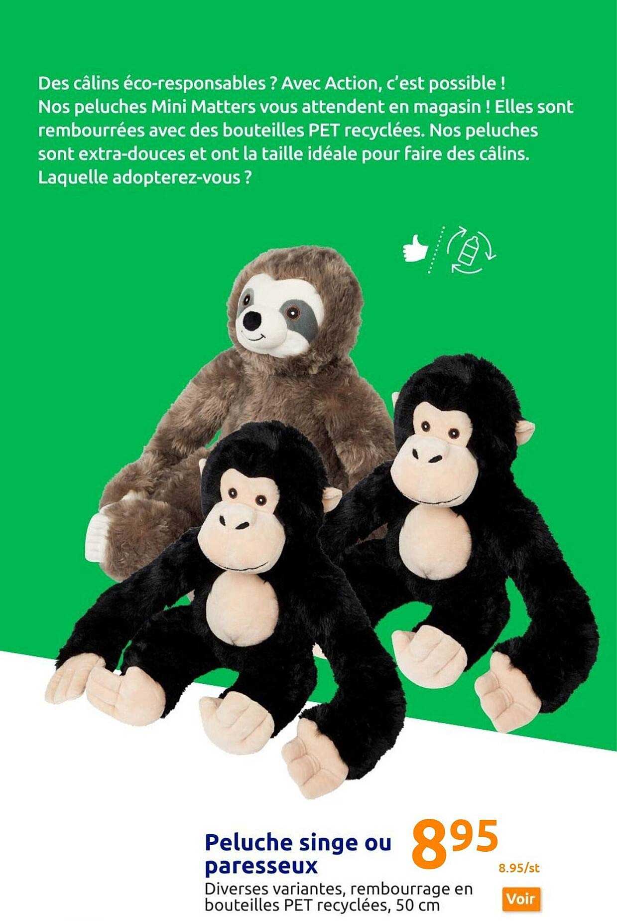 peluche singe ou paresseux