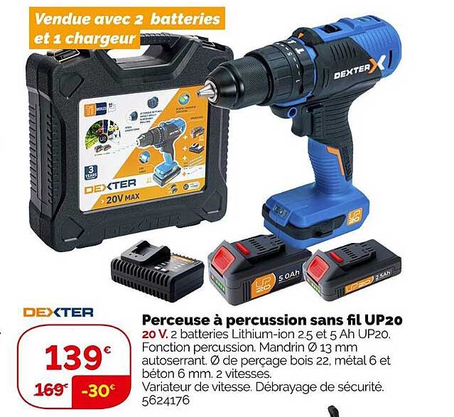 Perceuse à Percussion Sans Fil Up20 Dexter