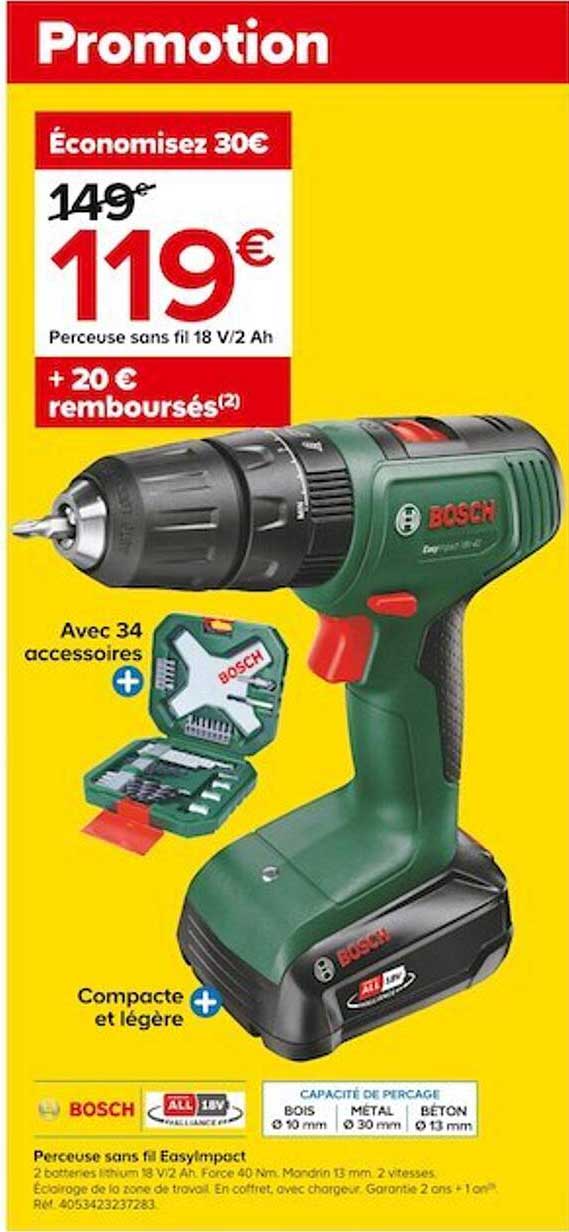 perceuse sans fil easy impact 18v-2 ah bosch