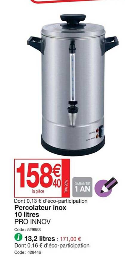 percolateur inox 10 litres pro innov