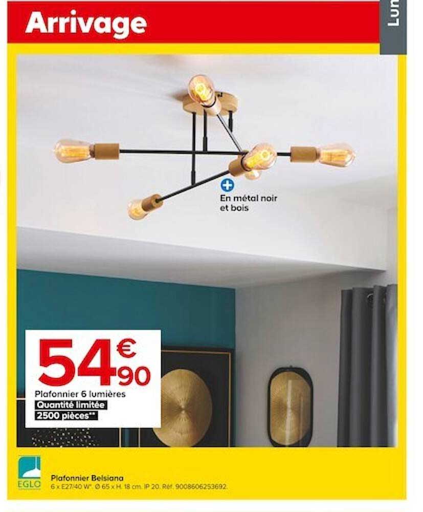 plafonnier 6 lumières belsiana