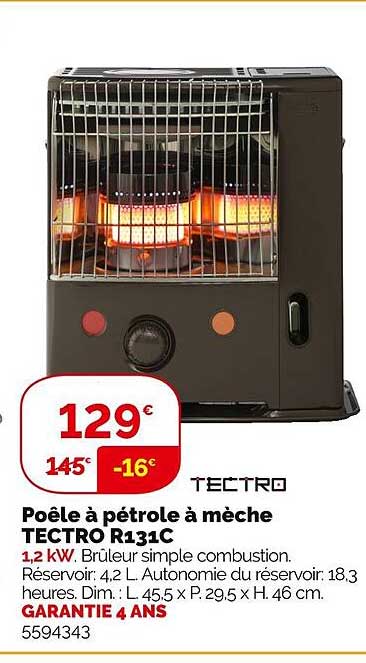 Poêle à Pétrole à Mèche Tectro R131c