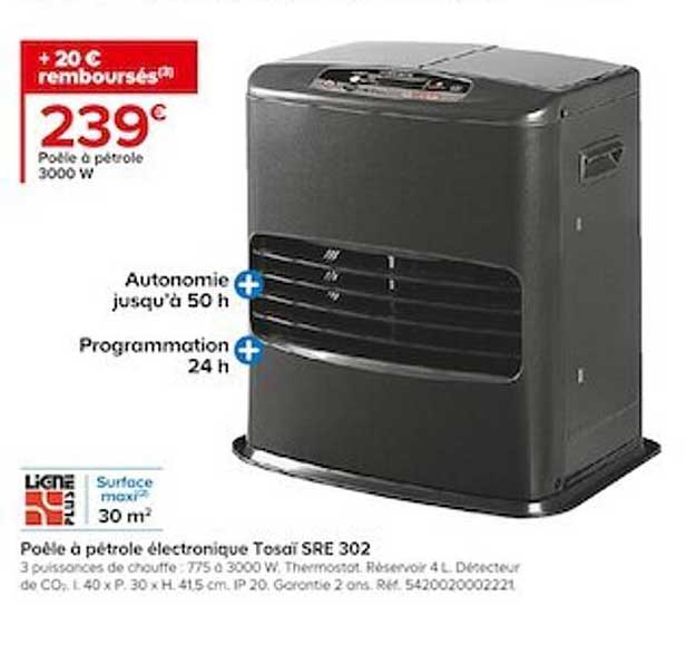 poêle à pétrole électronique tosaï sre 302 3000 w