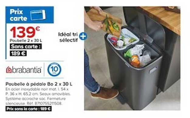 Poubelle 2 X 30l à Pédale Bo Brabantia