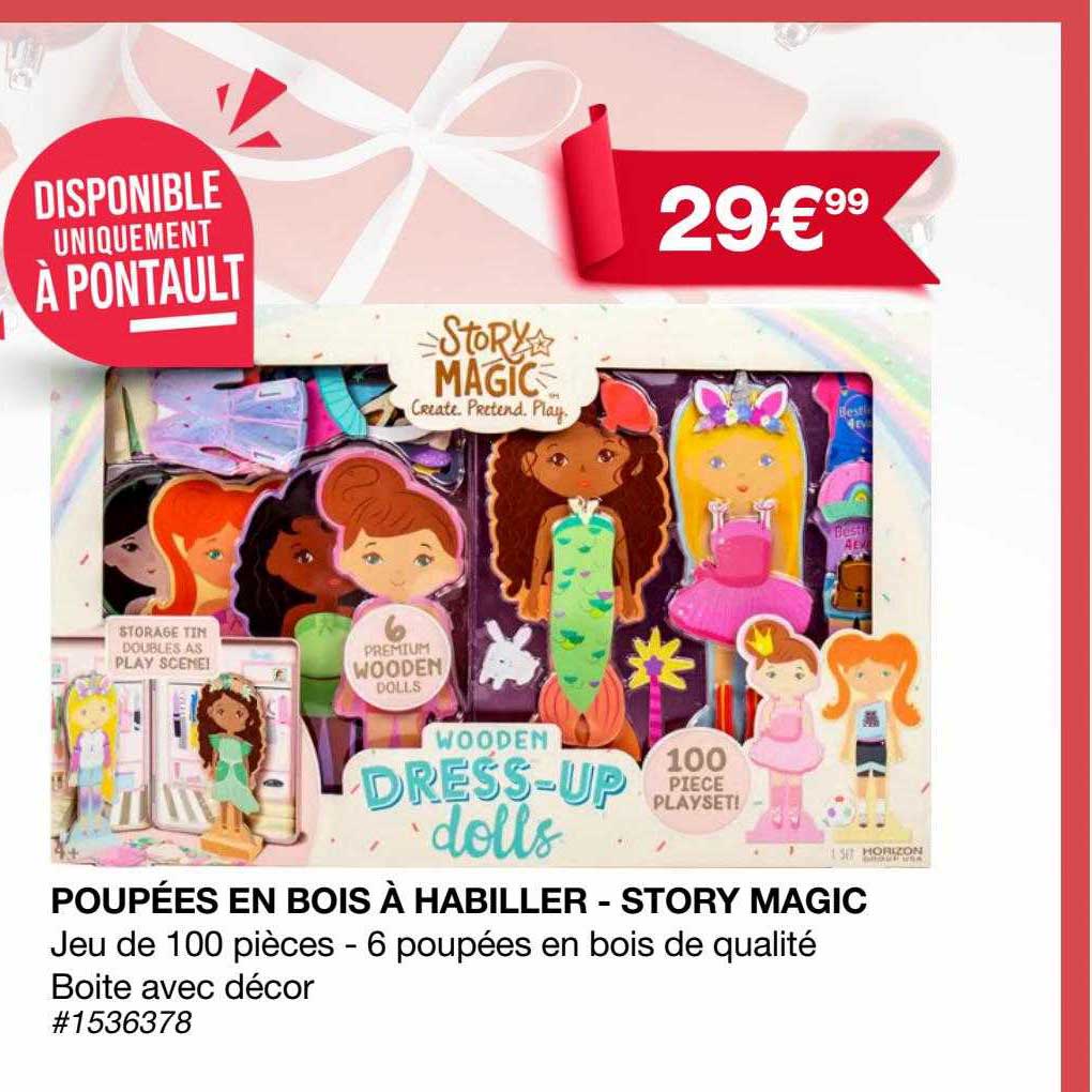 poupées en bois à habiller - story magic