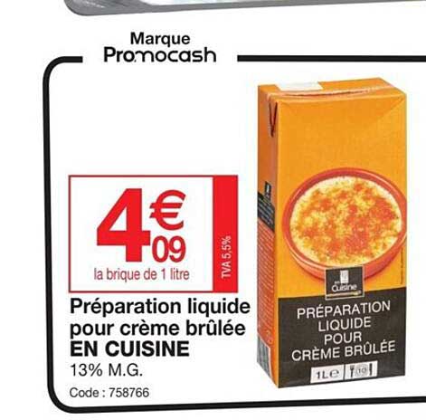 préparation liquide pour crème brûlée en cuisine