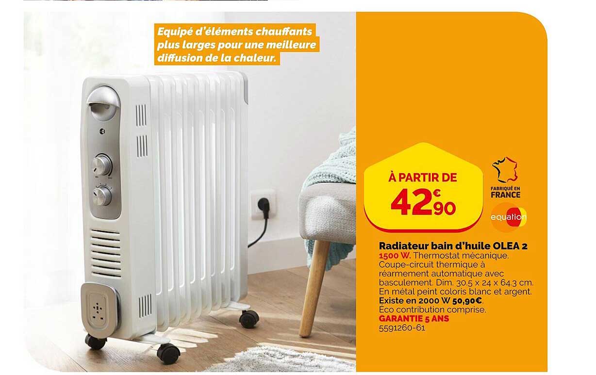 radiateur bain d'huile olea 2 équation