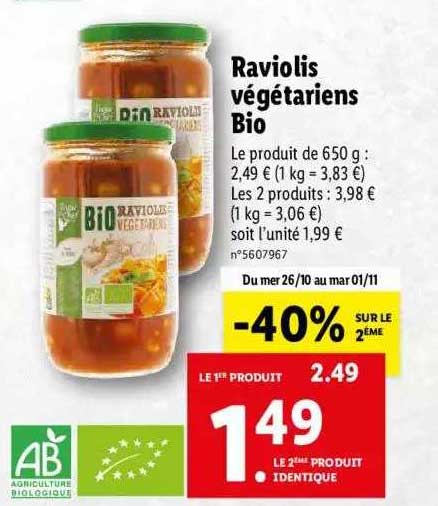 raviolis végétariens bio