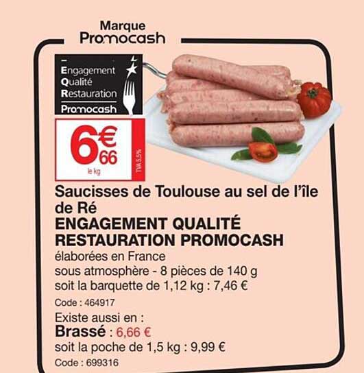 saucisses de toulouse au sel de l'île de ré engagement qualité restauration promocash