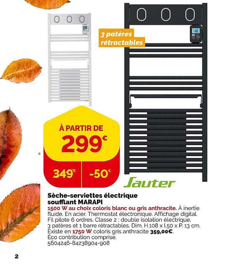 sèche-serviettes électrique soufflant marapi sauter