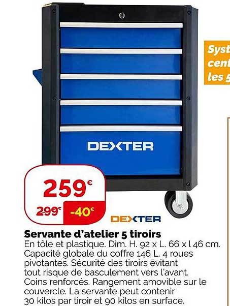 servante d'atelier 5 tiroirs dexter