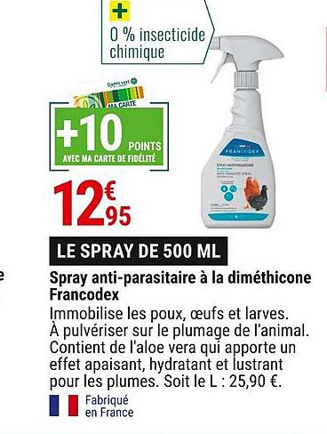 spray anti-parasitaire à la diméthicone francodex