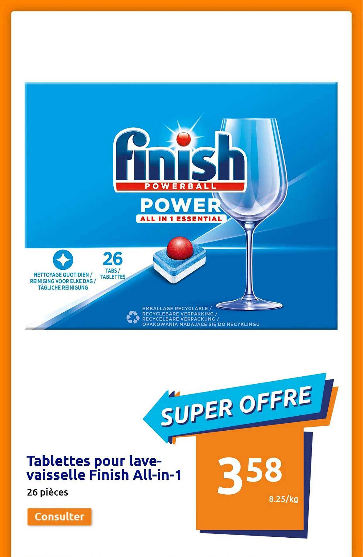 tablettes pour lave-vaisselle finish all-in-1