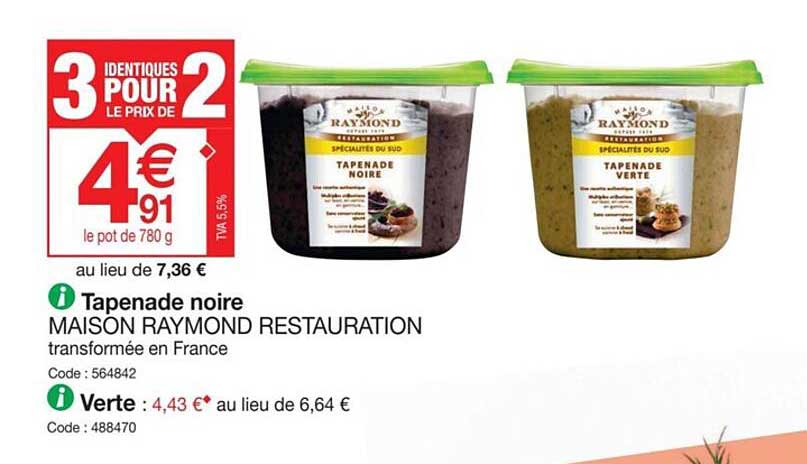 tapenade noire maison raymond restauration, verte