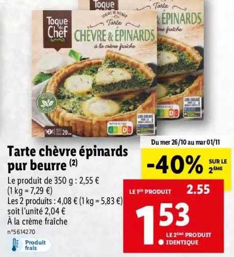 tarte chèvre épinards pur beurre toque du chefs