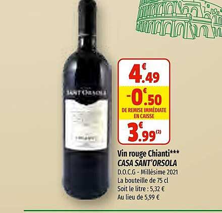 vin rouge chianti casa sant'orsola