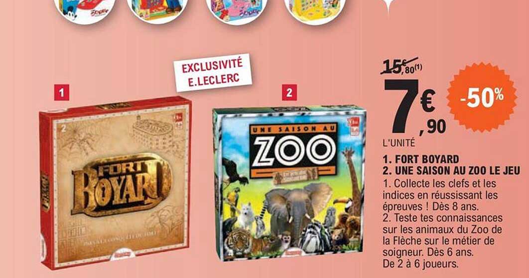 1. fort boyard 2. une saison au zoo le jeu