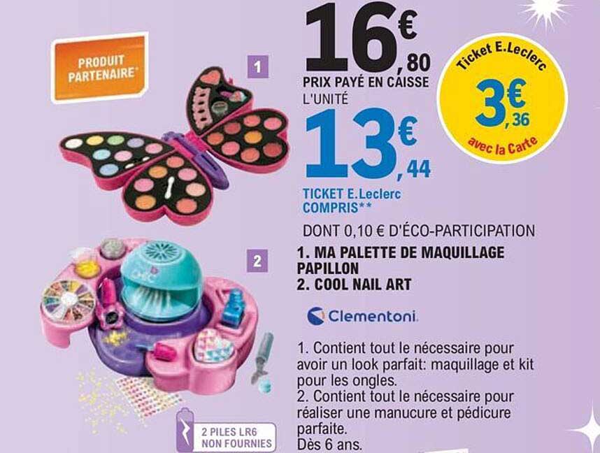 1. ma palette de maquillage papillon 2. cool nail art clementoni
