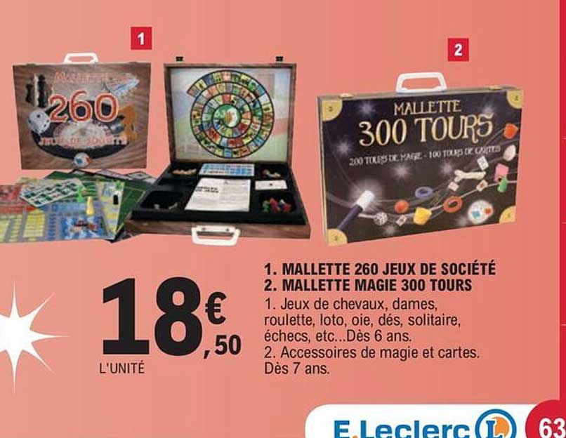 1. mallette 260 jeux de société 2. mallette magie 300 tours