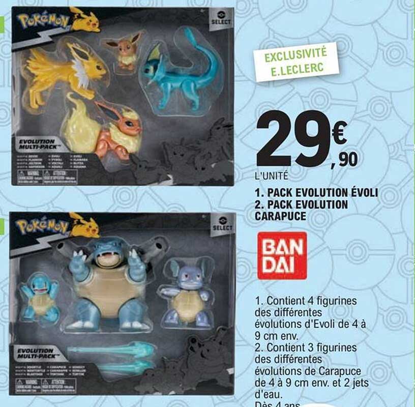 1. pack evolution évoli 2. pack evolution carapuce ban dai