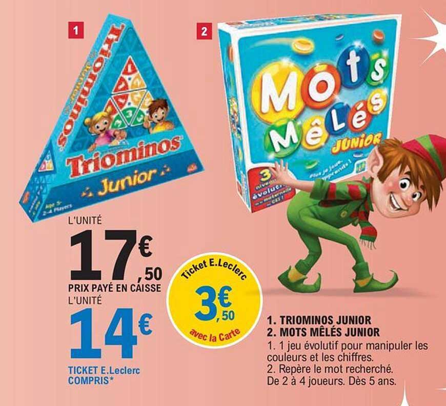 1. triominos junior 2. mots mêlés junior
