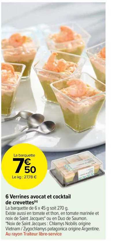 6 Verrines Avocat Et Cocktail De Crevettes