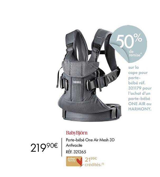 abybijörn porte-bébé one air mesh 3d anthracite